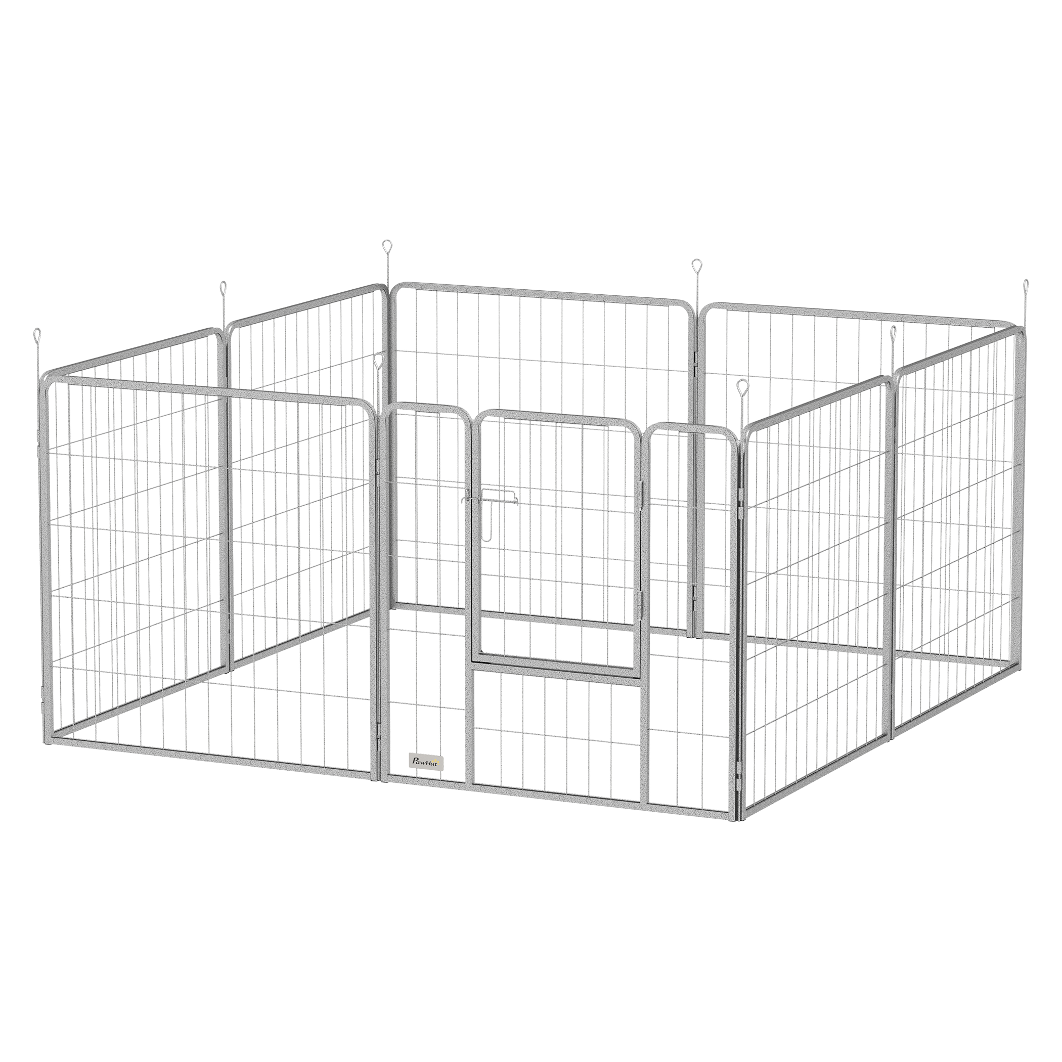 PawHut Welpenauslauf silber Stahl B/H/L: ca. 80x80x240 cm
