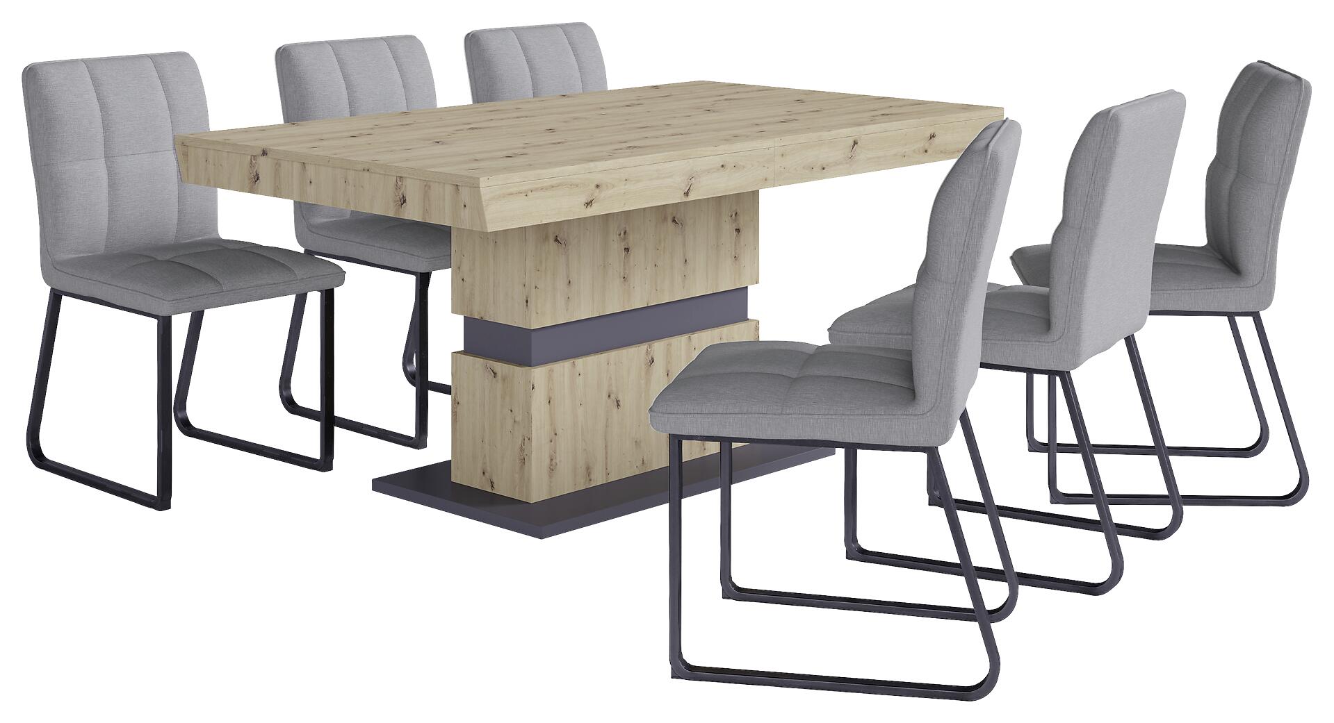 Stuhl TALEA  2er-Set hellgrau schwarz Webstoff Metall B/H/T: ca. 46x86x55 cm