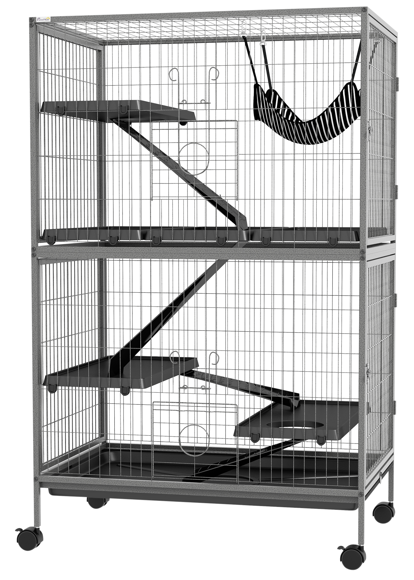 PawHut Kleintierkäfig grau Stahl B/H/L: ca. 52x128x80 cm