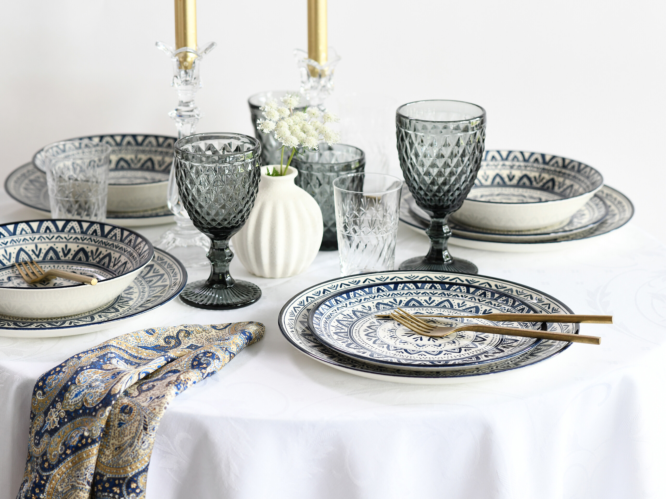 CreaTable Tafelservice Mexico blau Steingut 18 tlg.