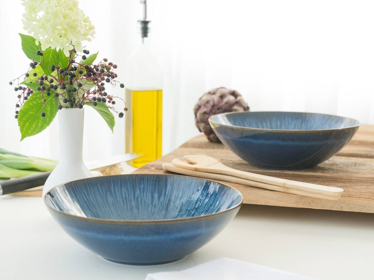 CreaTable Salatschüssel-Set Sea Breeze blau Steinzeug