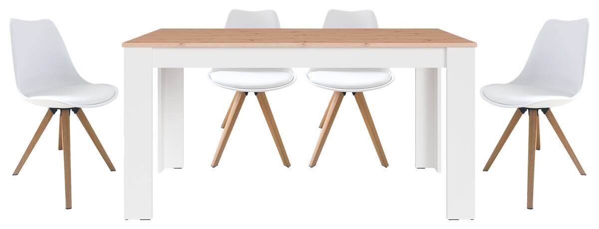 Tischgruppe KIRA weiß Eiche B/H/T: ca. 160x75x90 cm