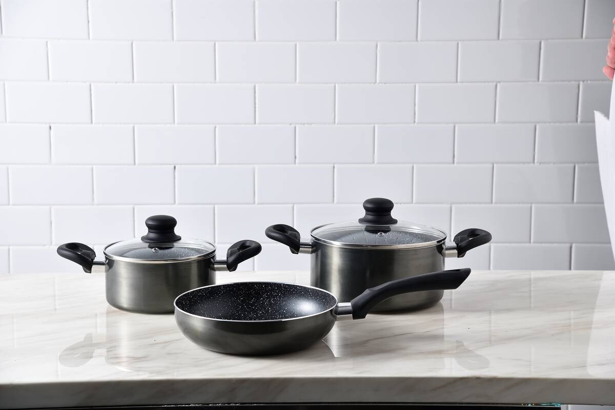 SAN IGNACIO Kochgeschirrset Soria schwarz Aluminium 4 tlg.