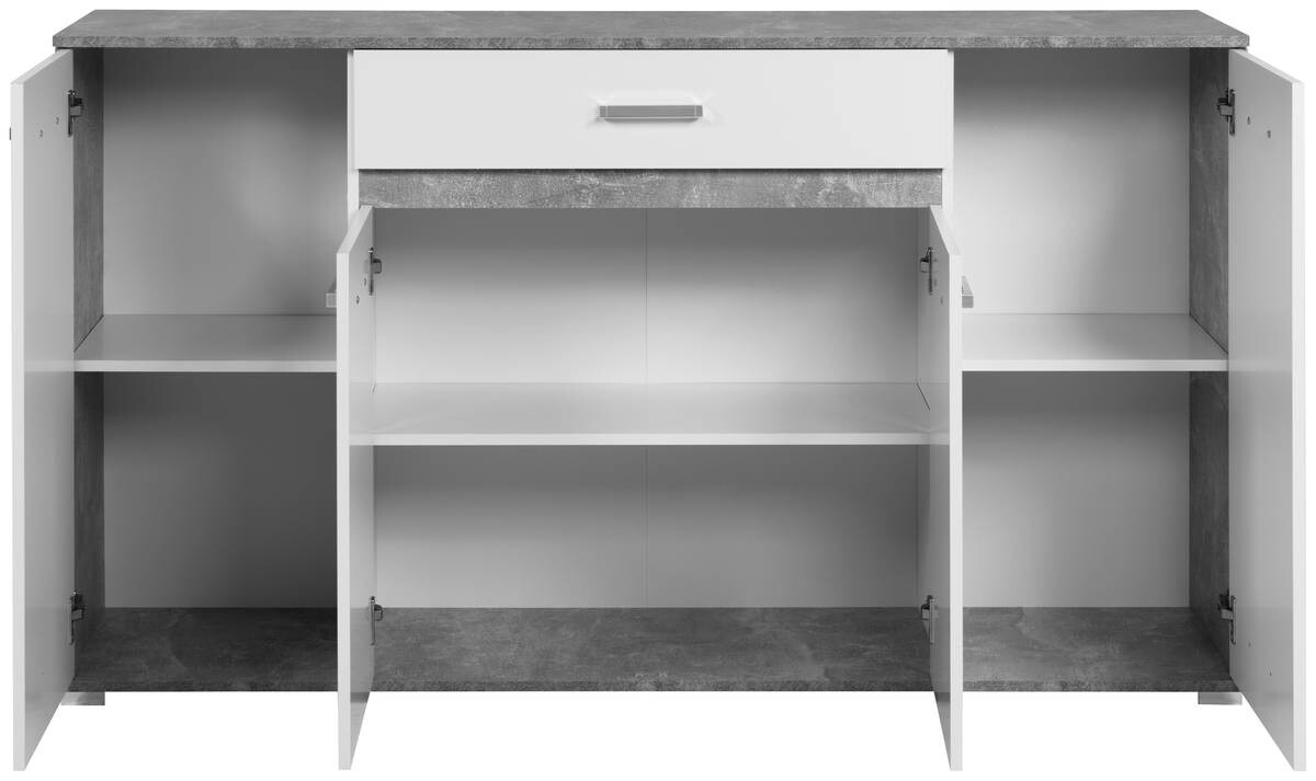 Sideboard Volos Beton Optik weiß B/H/T: ca. 160x90x38 cm
