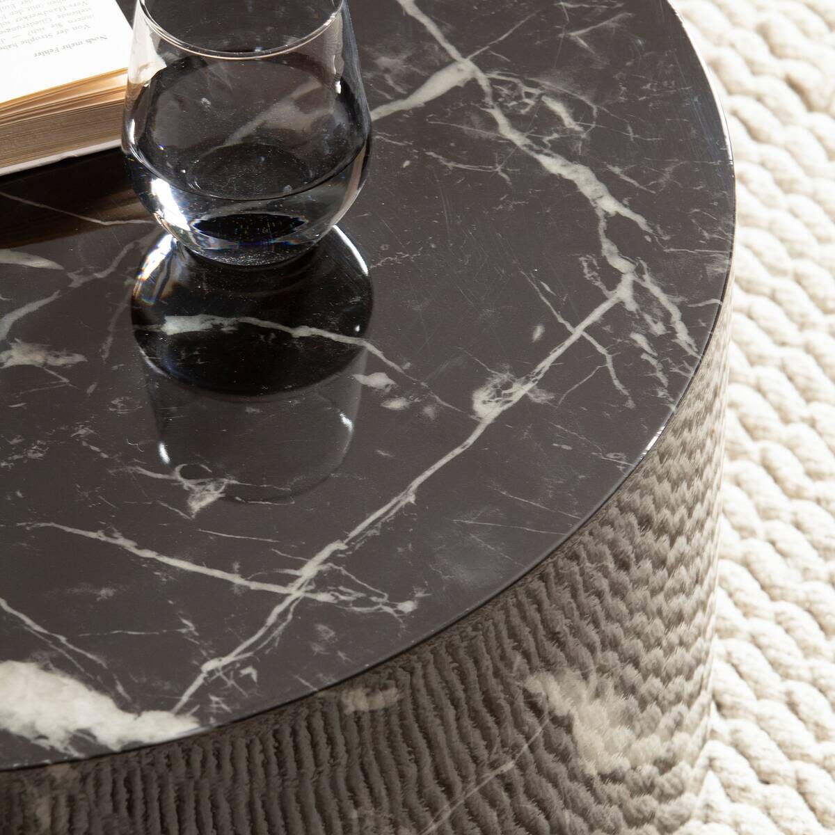 Wohnling Couchtisch schwarz Marmor B/H/T: ca. 60x30x60 cm