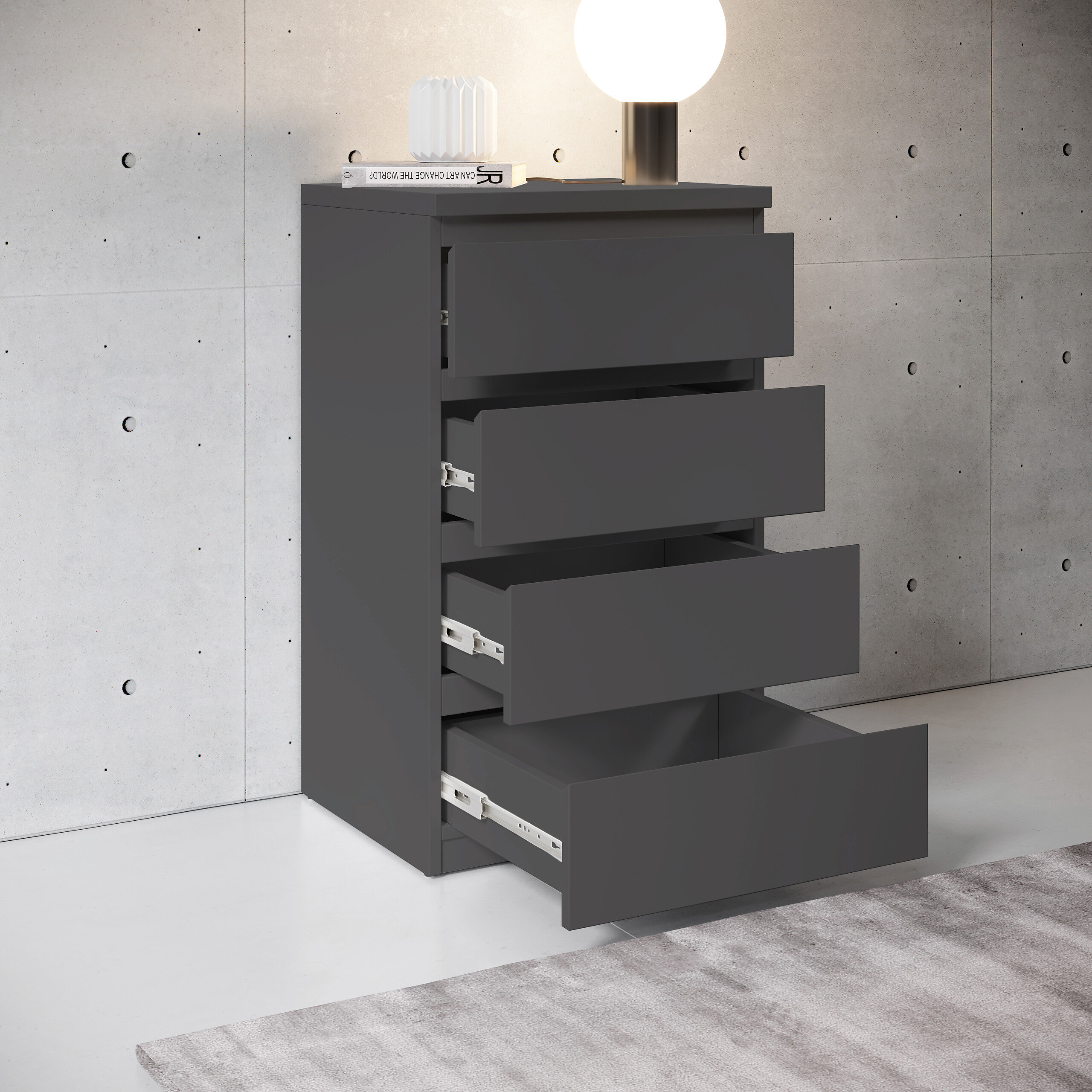 Nachtkonsole Olli Graphit B/H/T: ca. 45x79x38 cm