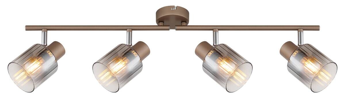 GLOBO Spot Walton 4 kaffee klar Rauch Glas Metall B/H/L: ca. 8x15x70 cm E14 4 Brennstellen