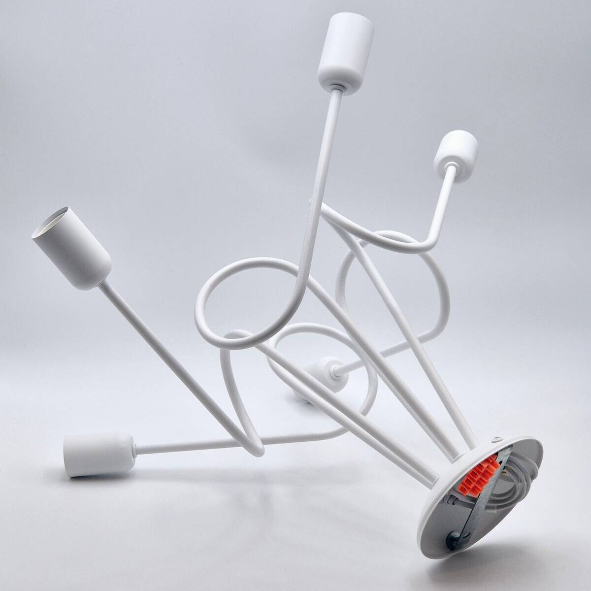 Lamkur Kronleuchter weiß Stahl B/H/L: ca. 39x54x54 cm E27 5 Brennstellen