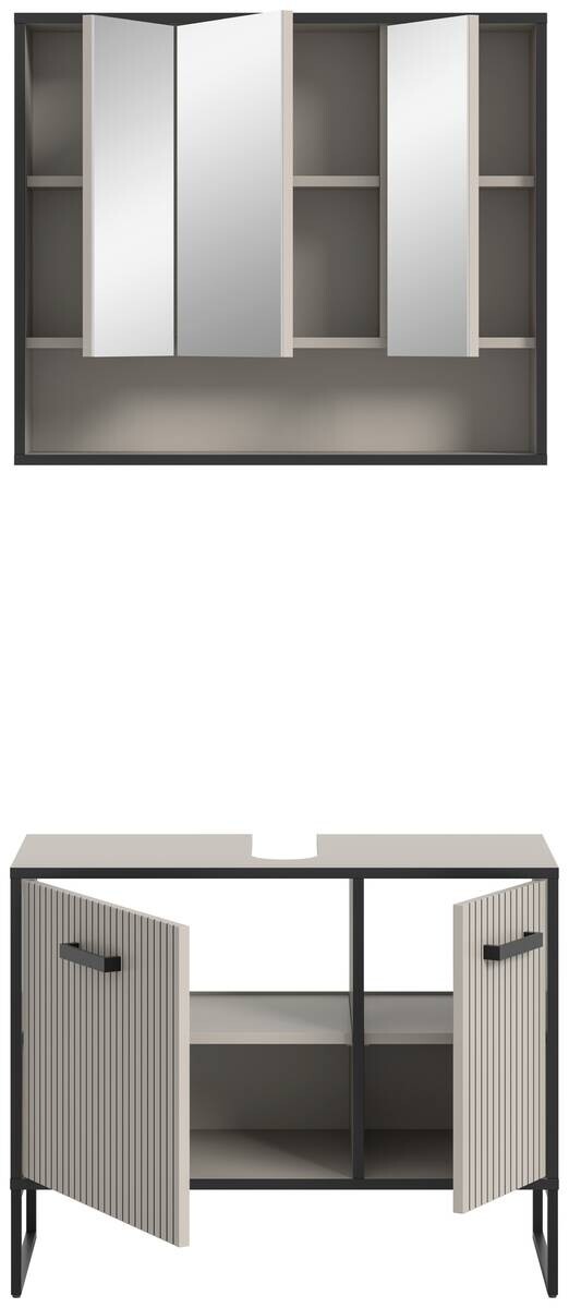 Badezimmer-Set BAGNO schwarz Kaschmirgrau Nachbildung B/H/T: ca. 80x192x36 cm