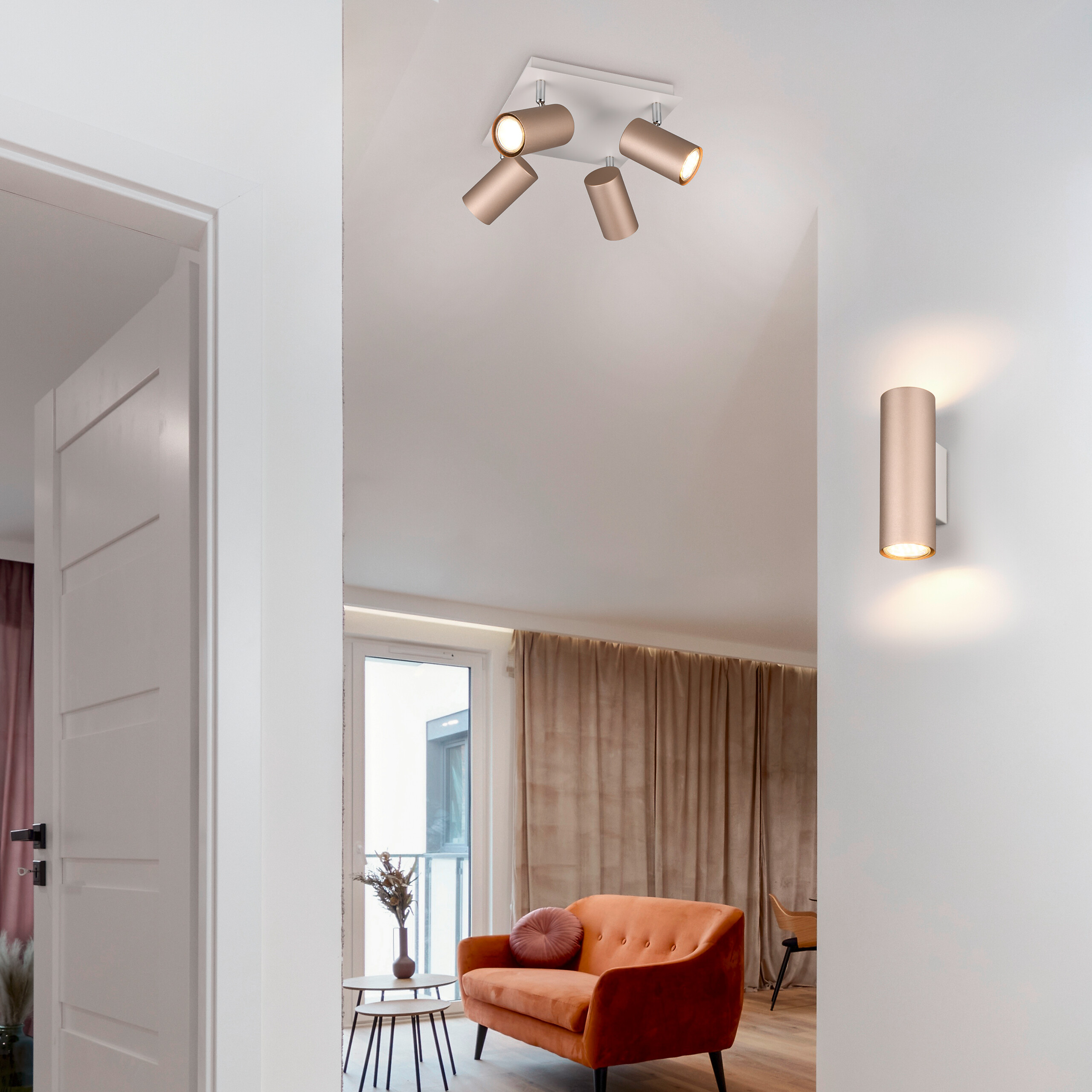 Reality Leuchten Spots Marley kaffee Metall B/H/L: ca. 24x24x15 cm null 4 Brennstellen