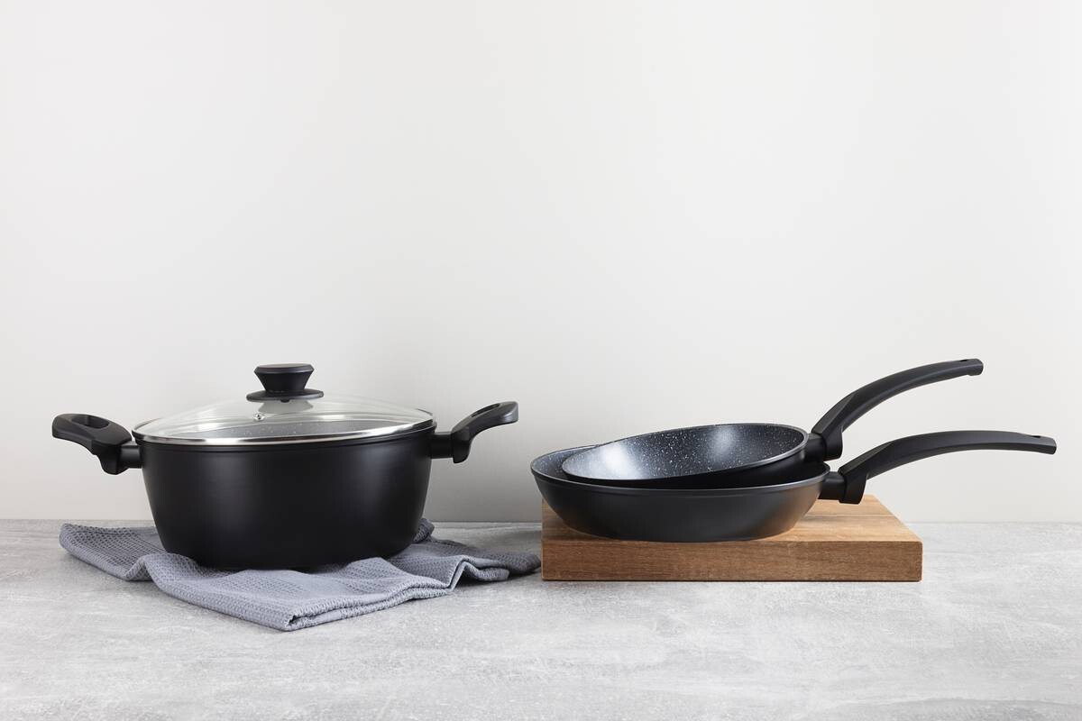 SAN IGNACIO Kochgeschirrset Tormes schwarz Aluminium 4 tlg.