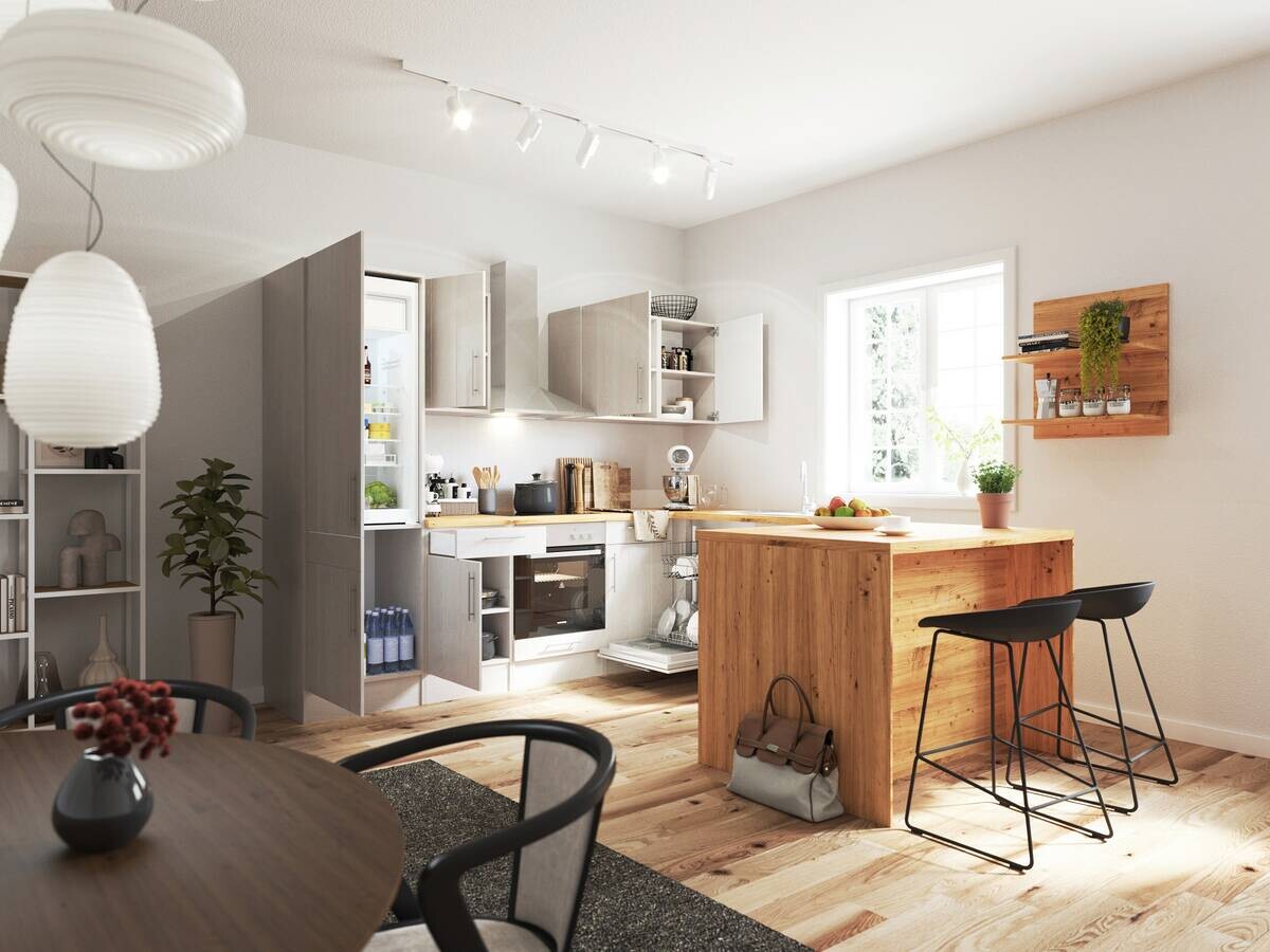 Respekta Winkelküche Anton weiß Lärche Nachbildung B/H/T: ca. 280x211x172 cm