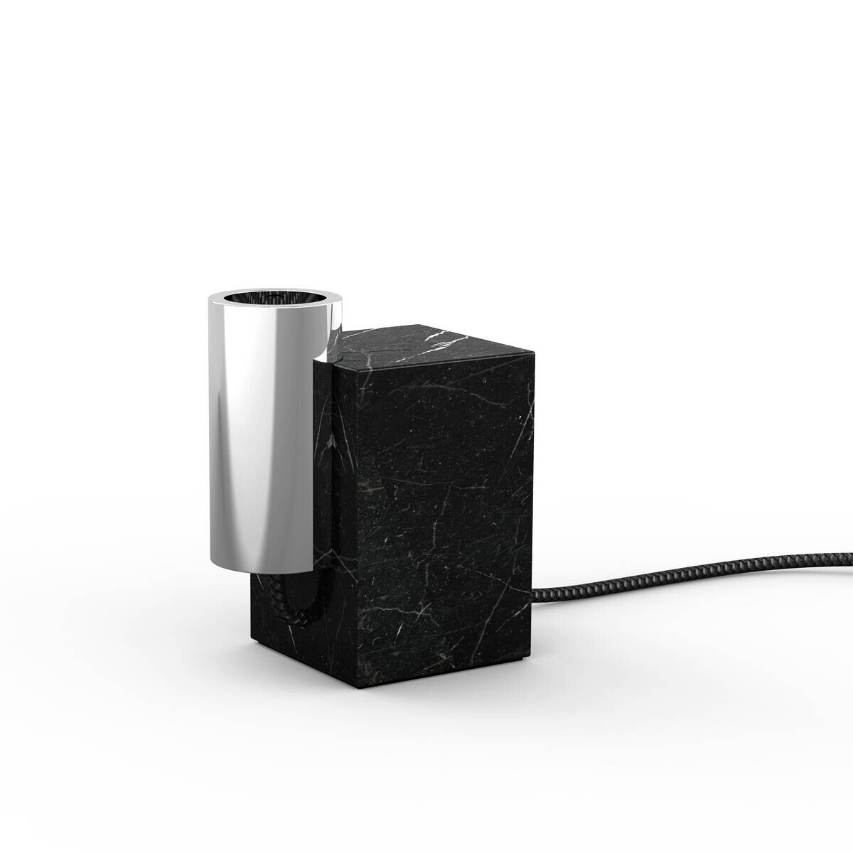 Näve Leuchten Tischleuchte 3173642 Chrom Kunststoff Marmor Metall B/H/T: ca. 11x16x8 cm E27 1 Brennstellen