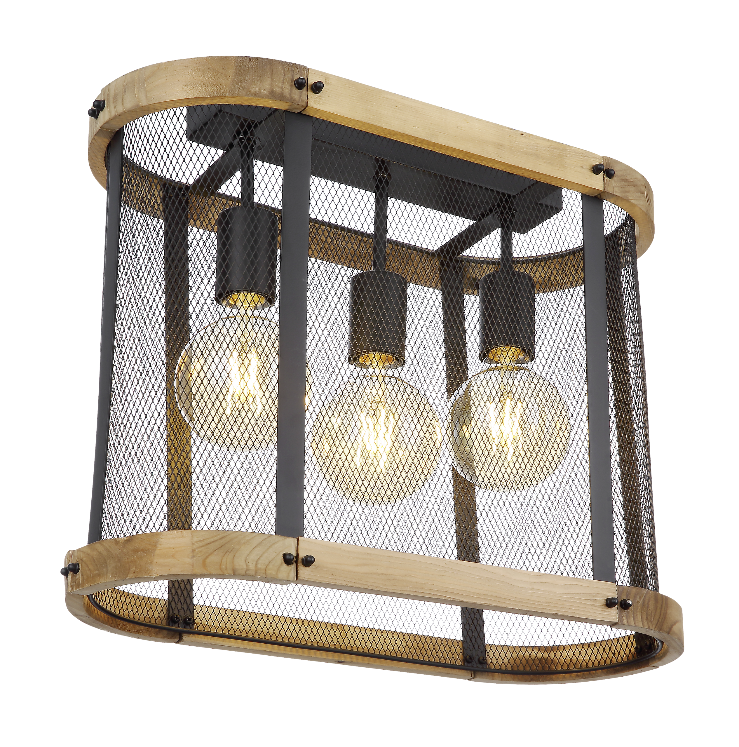 GLOBO Deckenleuchte 15661D Jeanie schwarz dunkelbraun Metall Holz B/H/T: ca. 45x38x20 cm E27 3 Brennstellen