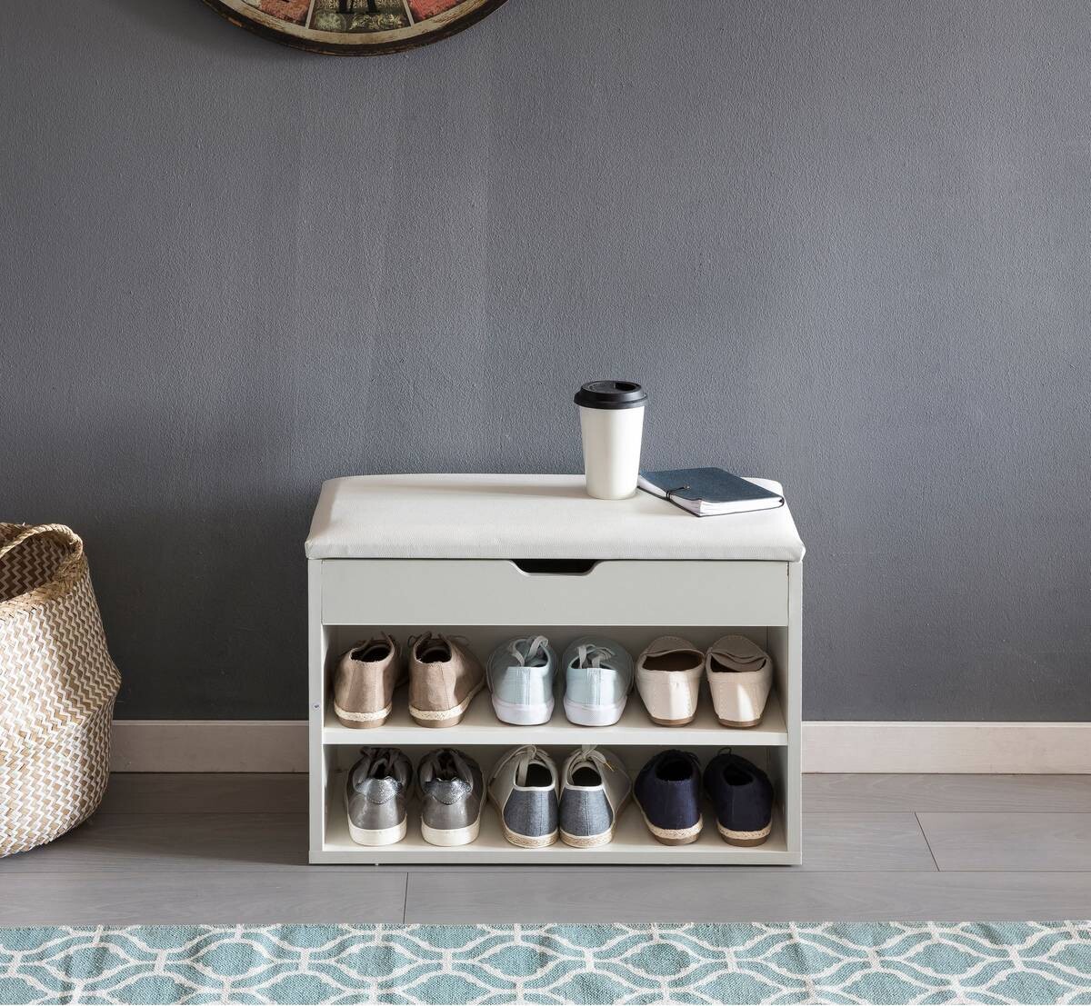 Schuhbank weiß weiß B/H/T: ca. 60x40x30 cm