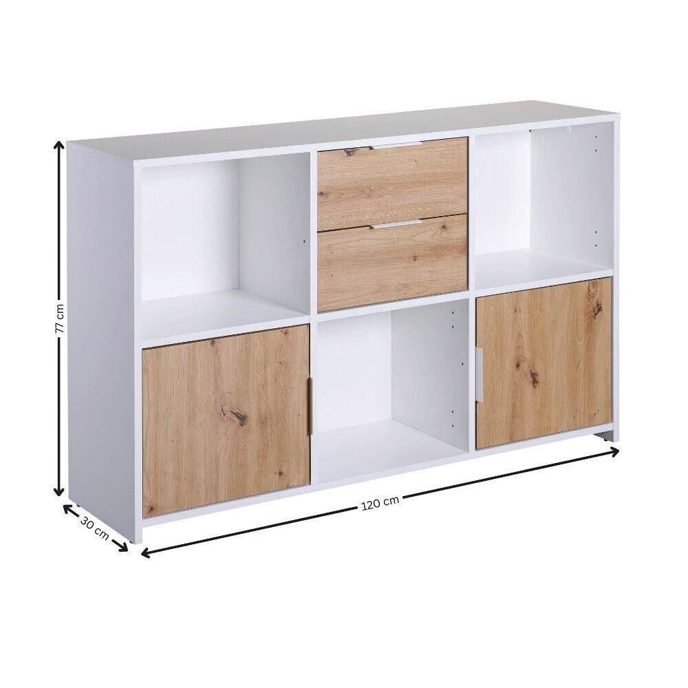 Kommode Pepeto 2T2S weiß weiß beschichtet Optik B/H/L: ca. 30x77x120 cm