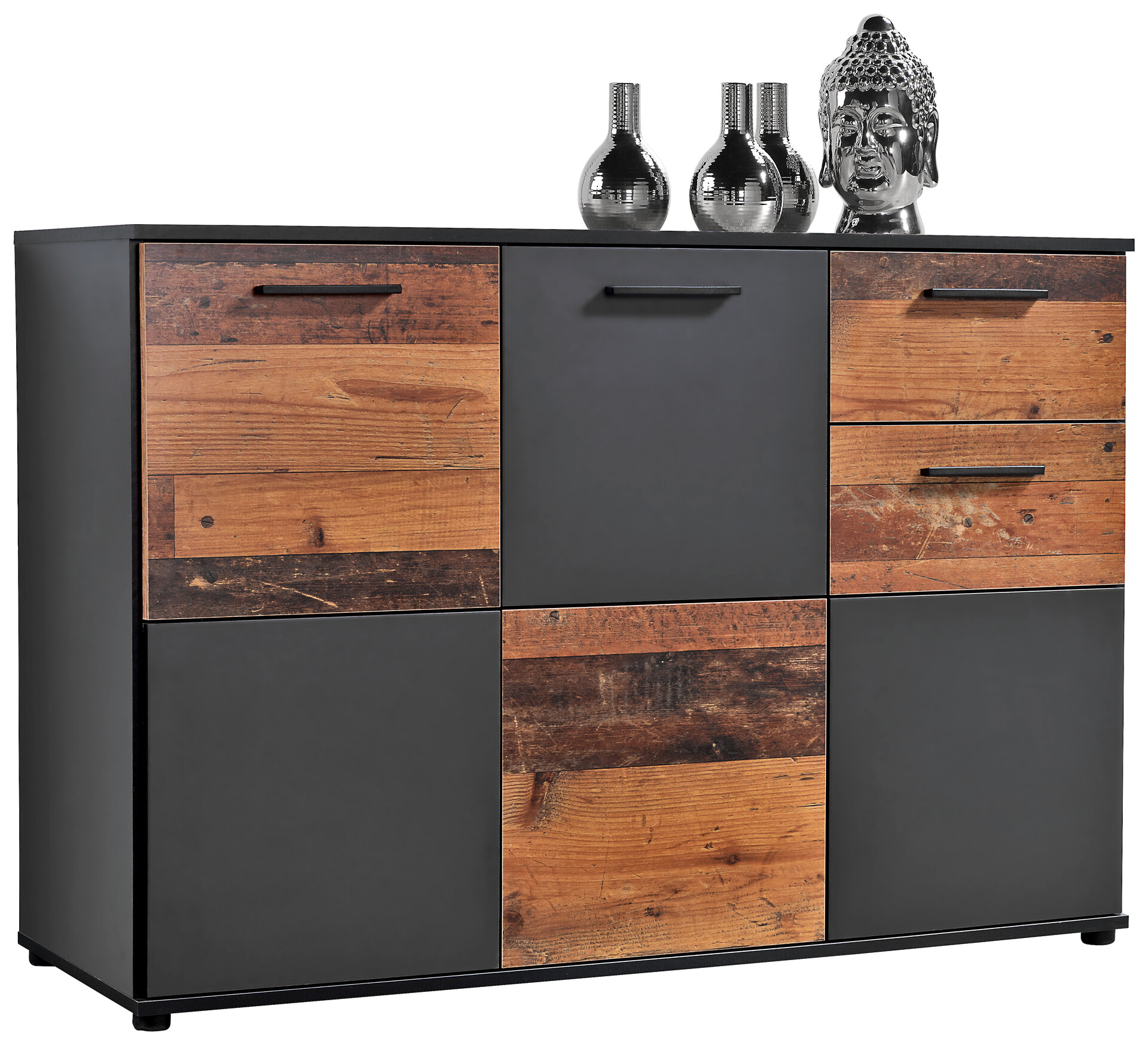 Kommode Zero anthrazit Old Wood Nachbildung B/H/T: ca. 117x82x39 cm