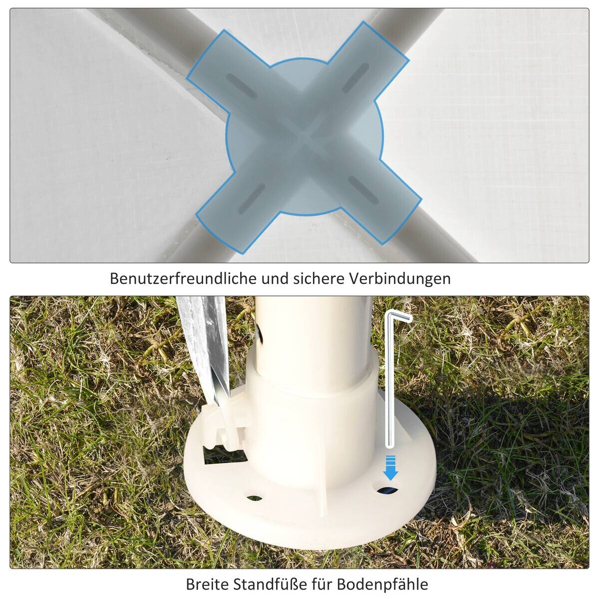Outsunny Pavillon weiß Kunststoff B/H/L: ca. 270x270x254 cm
