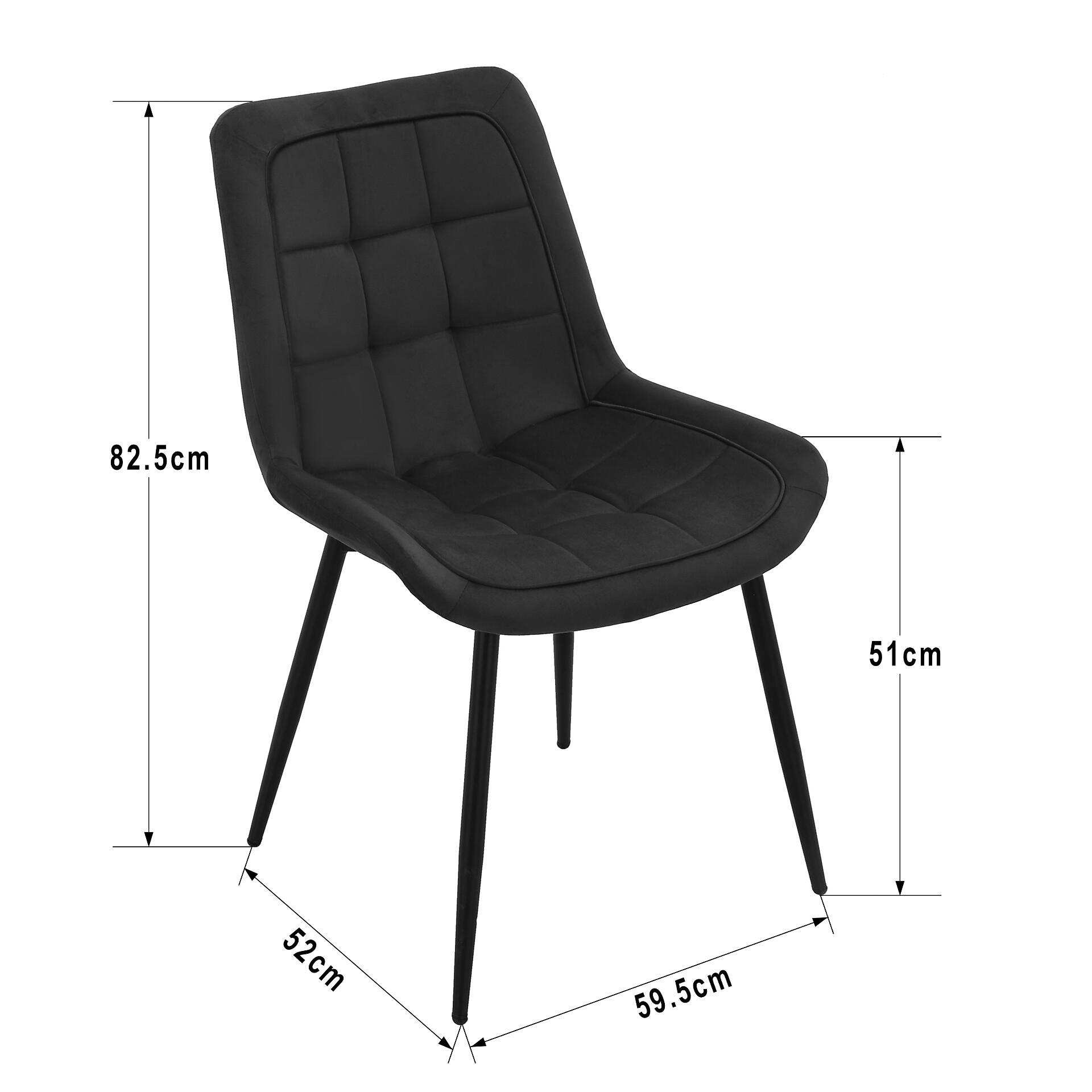 Stuhl KIRA schwarz Samtoptik B/H/T: ca. 59,5x82,5x49 cm