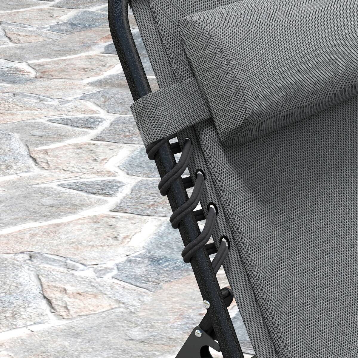 Outsunny Sonnenliege dunkelgrau Stahl B/H/L: ca. 68x36x189 cm