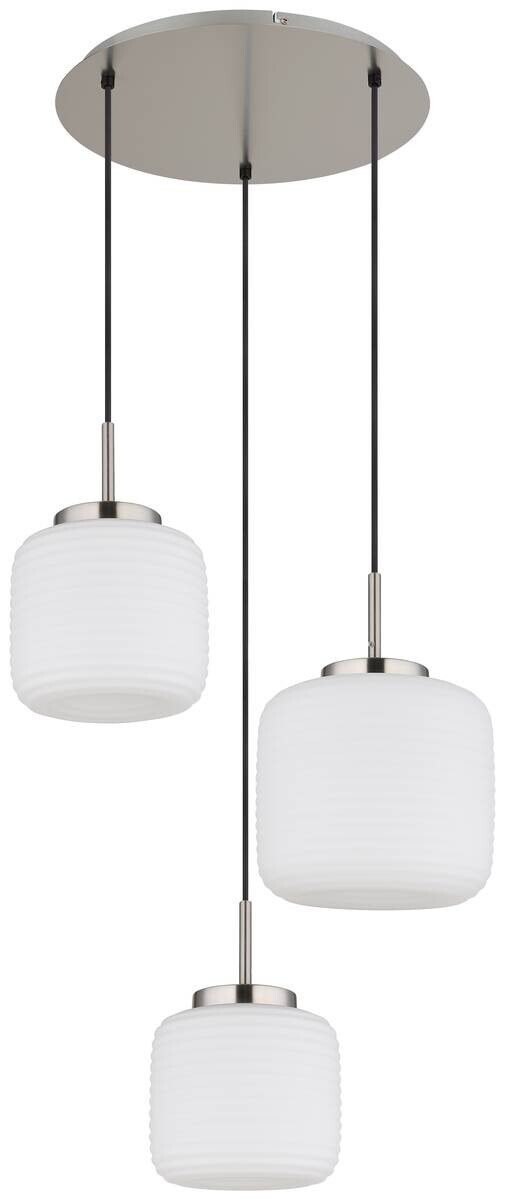 GLOBO Pendelleuchte Opal schwarz nickel matt Glas Metall H/D: ca. 130x52,5 cm 3.0 Brennstellen