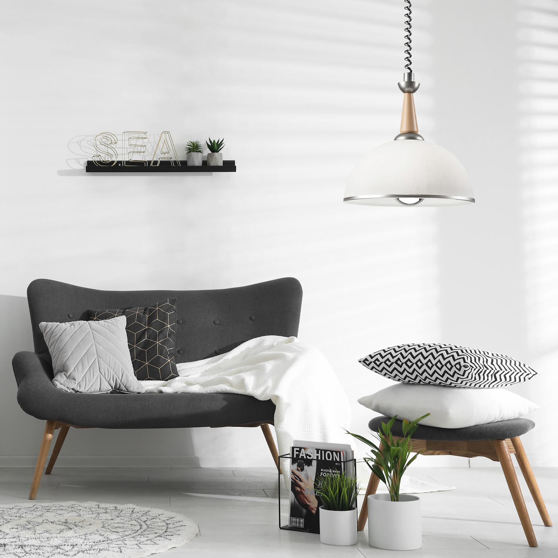 Lamkur Deckenleuchte silber Glas B/H/L: ca. 64x30x64 cm E27 1 Brennstellen