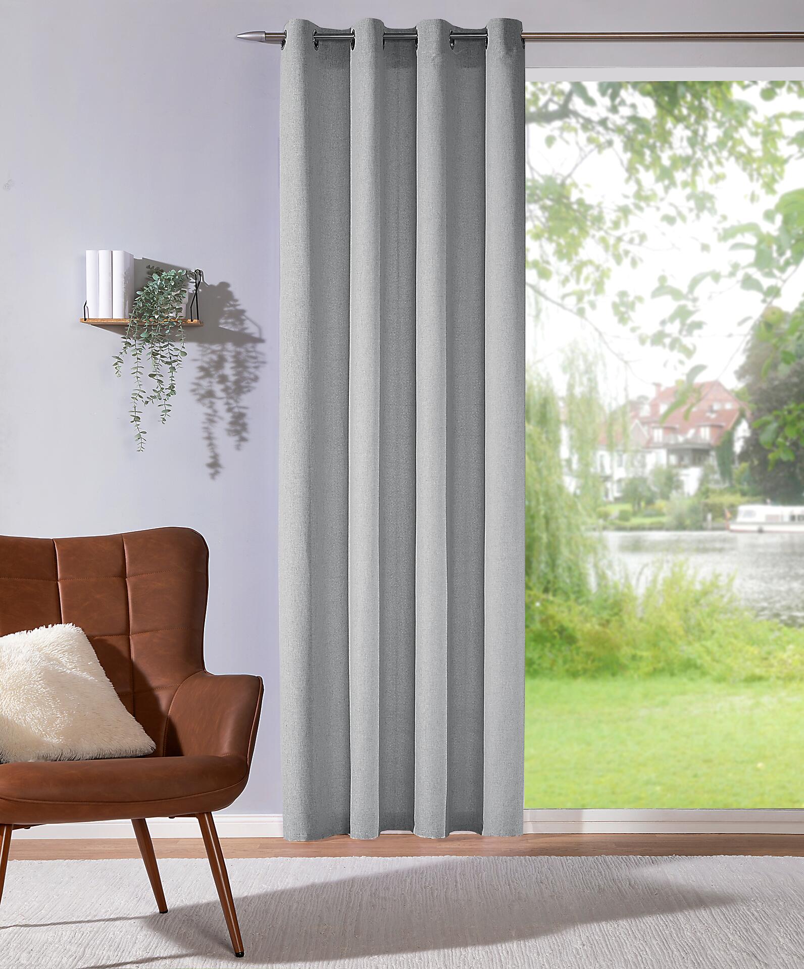 Ösenvorhang Sevilla dunkelgrau B/L: ca. 135x245 cm