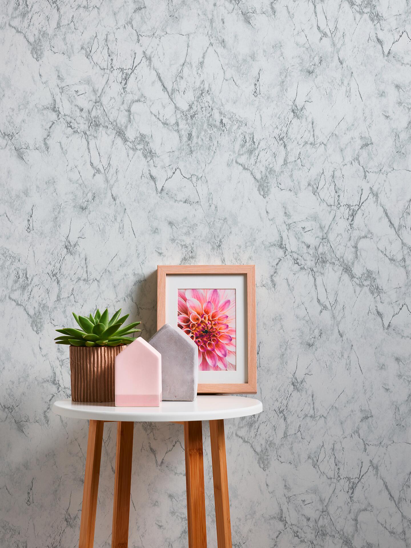 Vliestapete Marmor weiß grau B/L: ca. 53x1005 cm