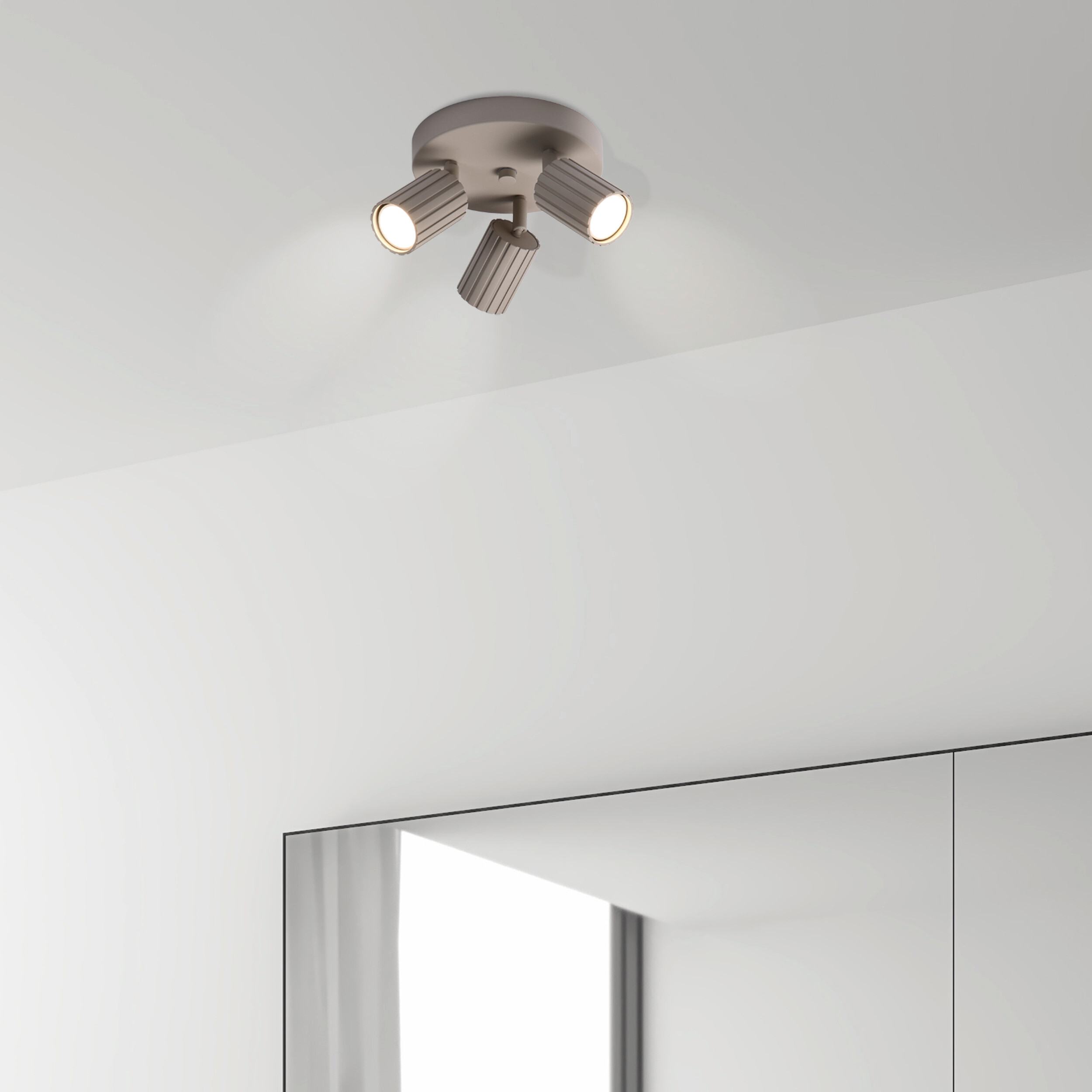 Lamkur Strahler Prisma beige Stahl B/H/L: ca. 18x19,5x18 cm 3 Brennstellen