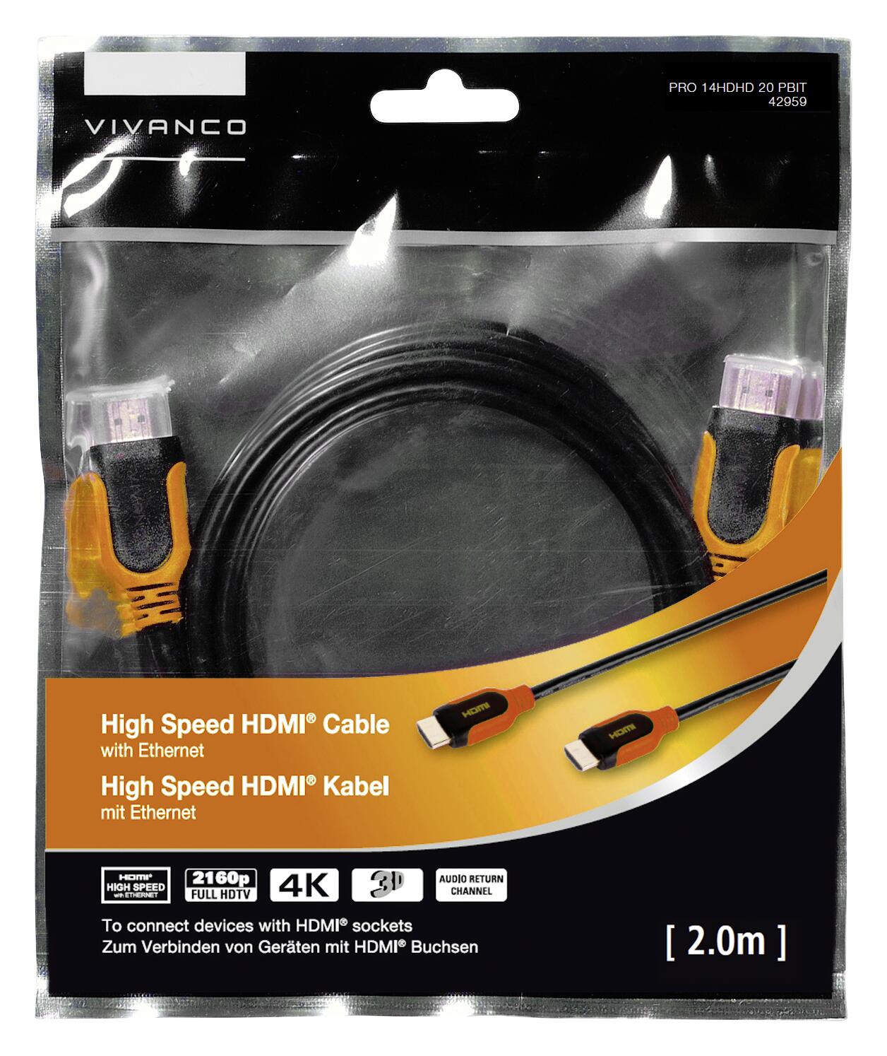 Vivanco HDMI-Kabel schwarz orange