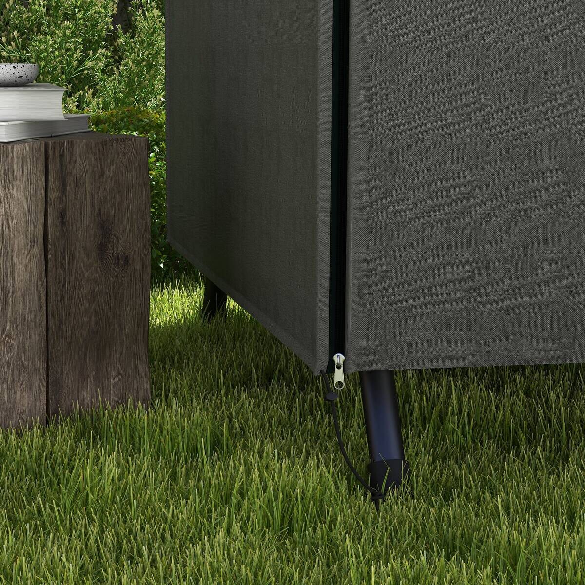 Outsunny Abdeckplane dunkelgrau Polyester B/H/L: ca. 124x164x205 cm