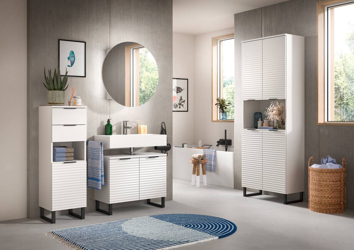 Schrank Riff weiß B/H/T: ca. 35x110x34 cm Schrank Riff weiß B/H/T: ca. 35x110x34 cm