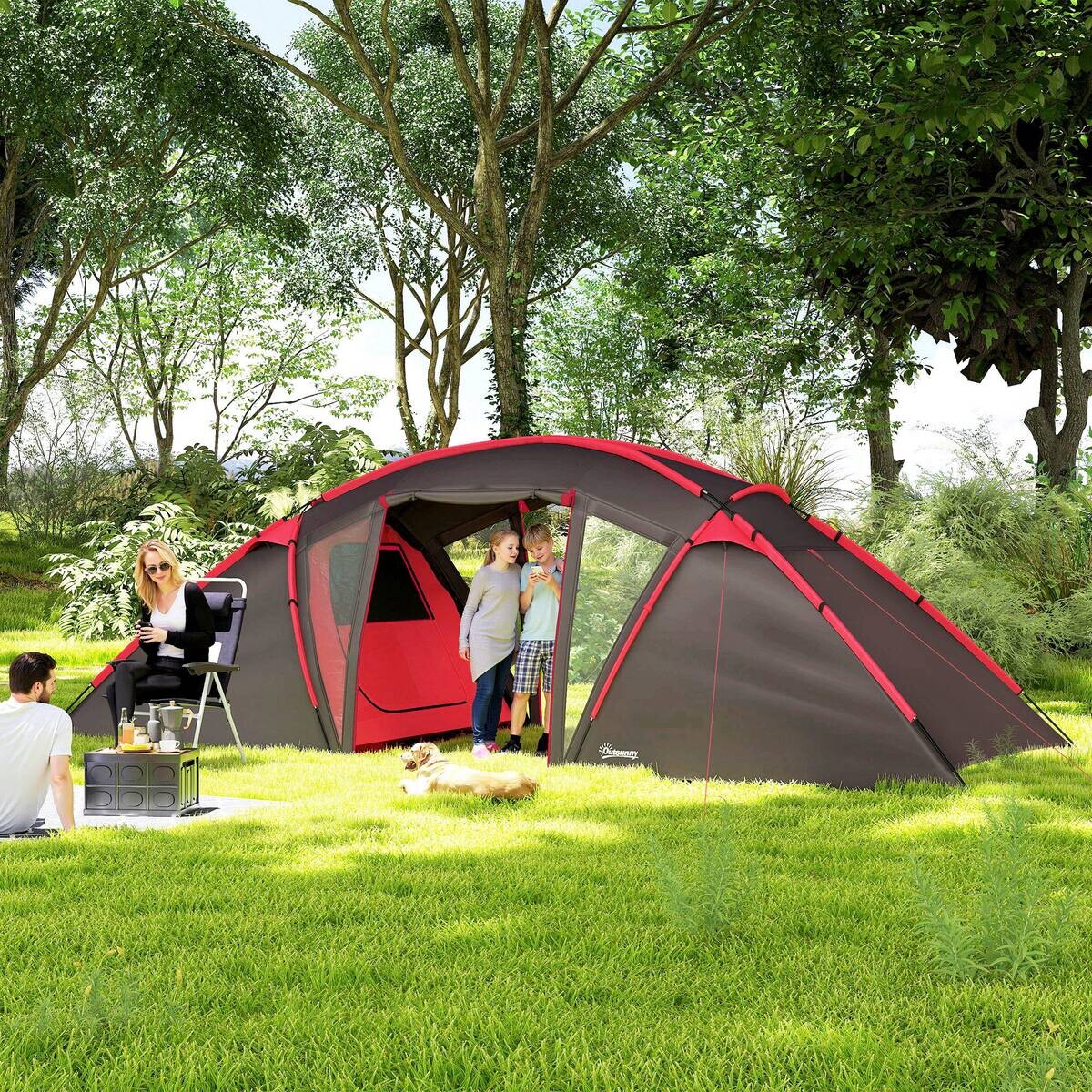Outsunny Campingzelt grau Kunststoff B/H/L: ca. 235x195x615 cm
