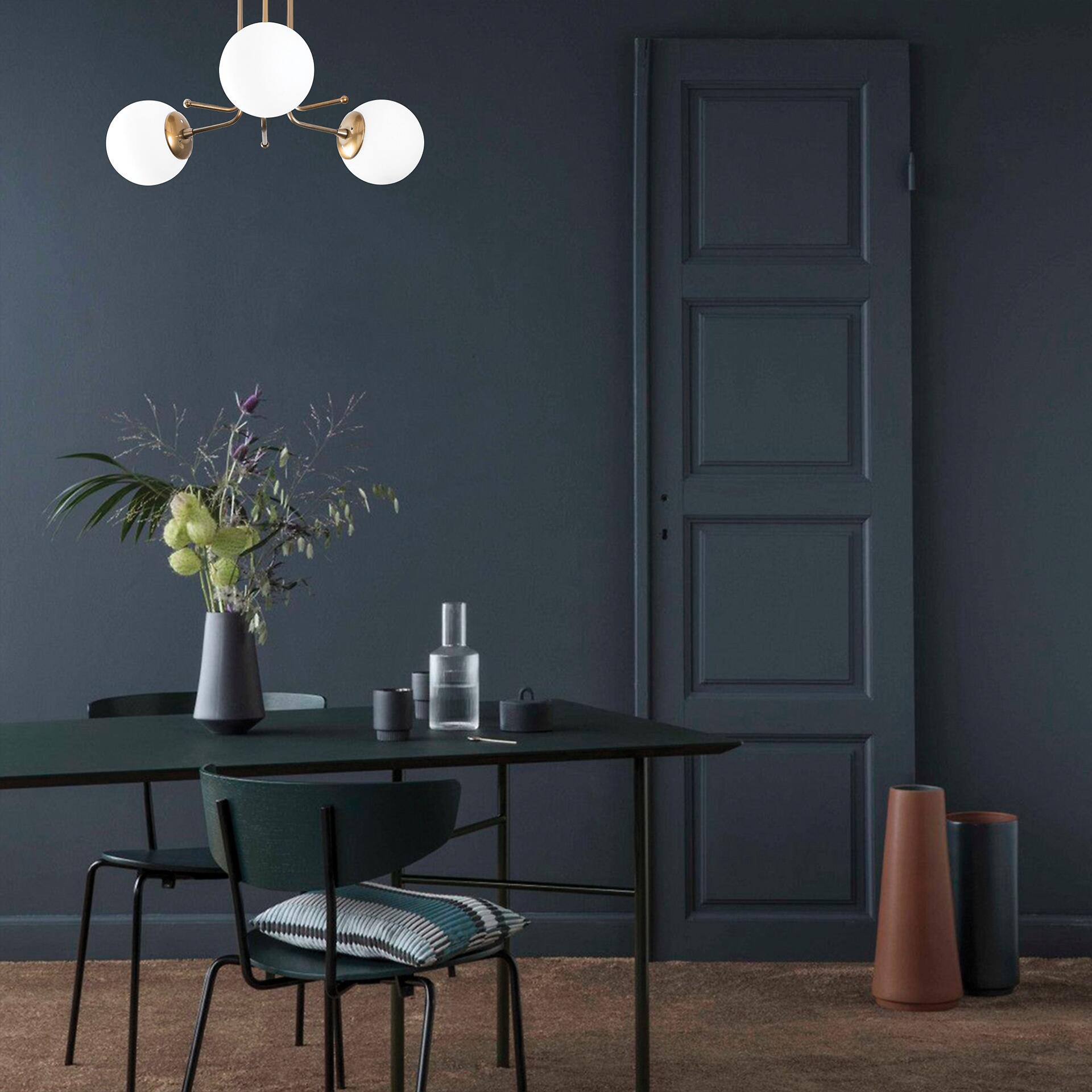 Opviq Deckenleuchte Daisy gold weiß Metall B/H/T/L/D: ca. 48x34x48x48x48 cm E27 3 Brennstellen