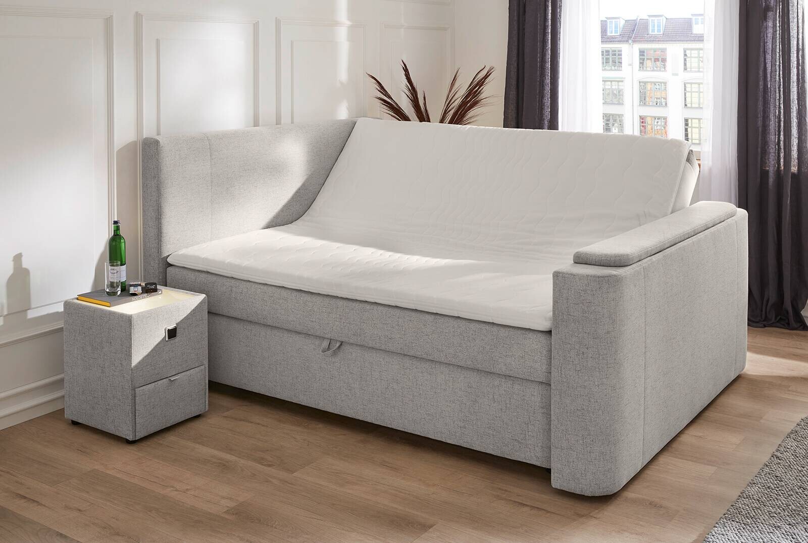 Boxbett grau Feinstruktur B/H/T: ca. 189x115x236 cm