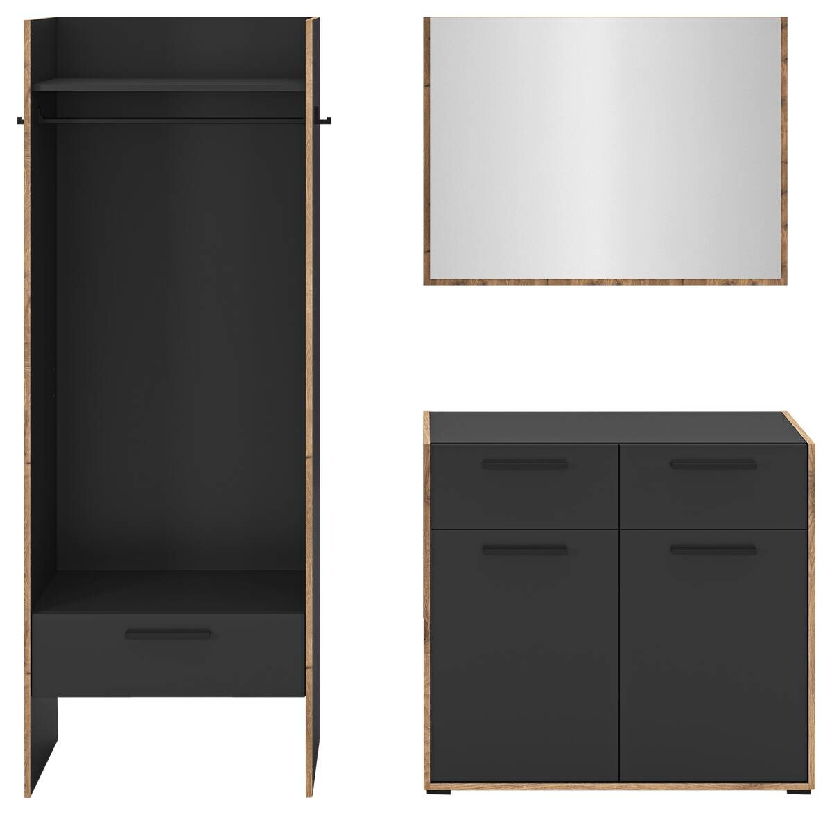 Garderobe Bueno Basalt Nox Oak Nachbildung B/H/T: ca. 180x189x37 cm