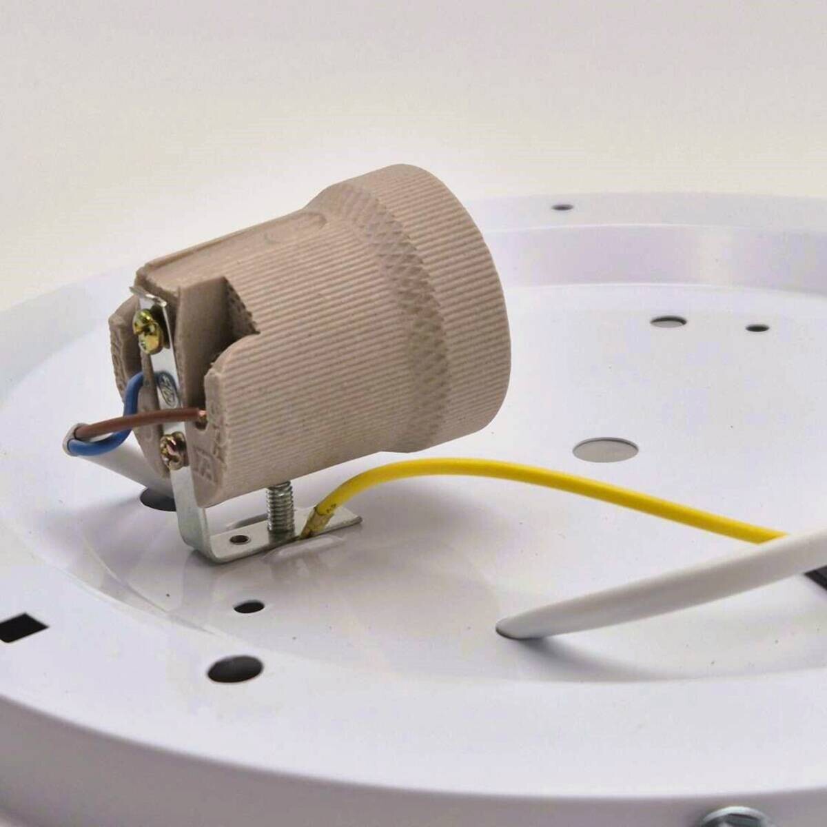 Lamkur Deckenleuchte Anello Eiche Glas Holz H/L: ca. 8x27 cm E27 1 Brennstellen