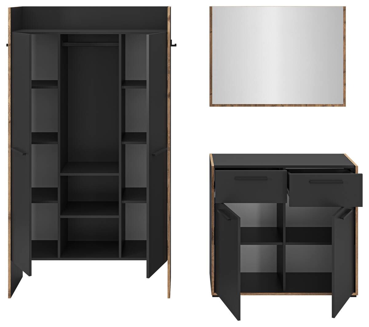 Garderobe Bueno Basalt Nox Oak Nachbildung B/H/T: ca. 215x189x37 cm