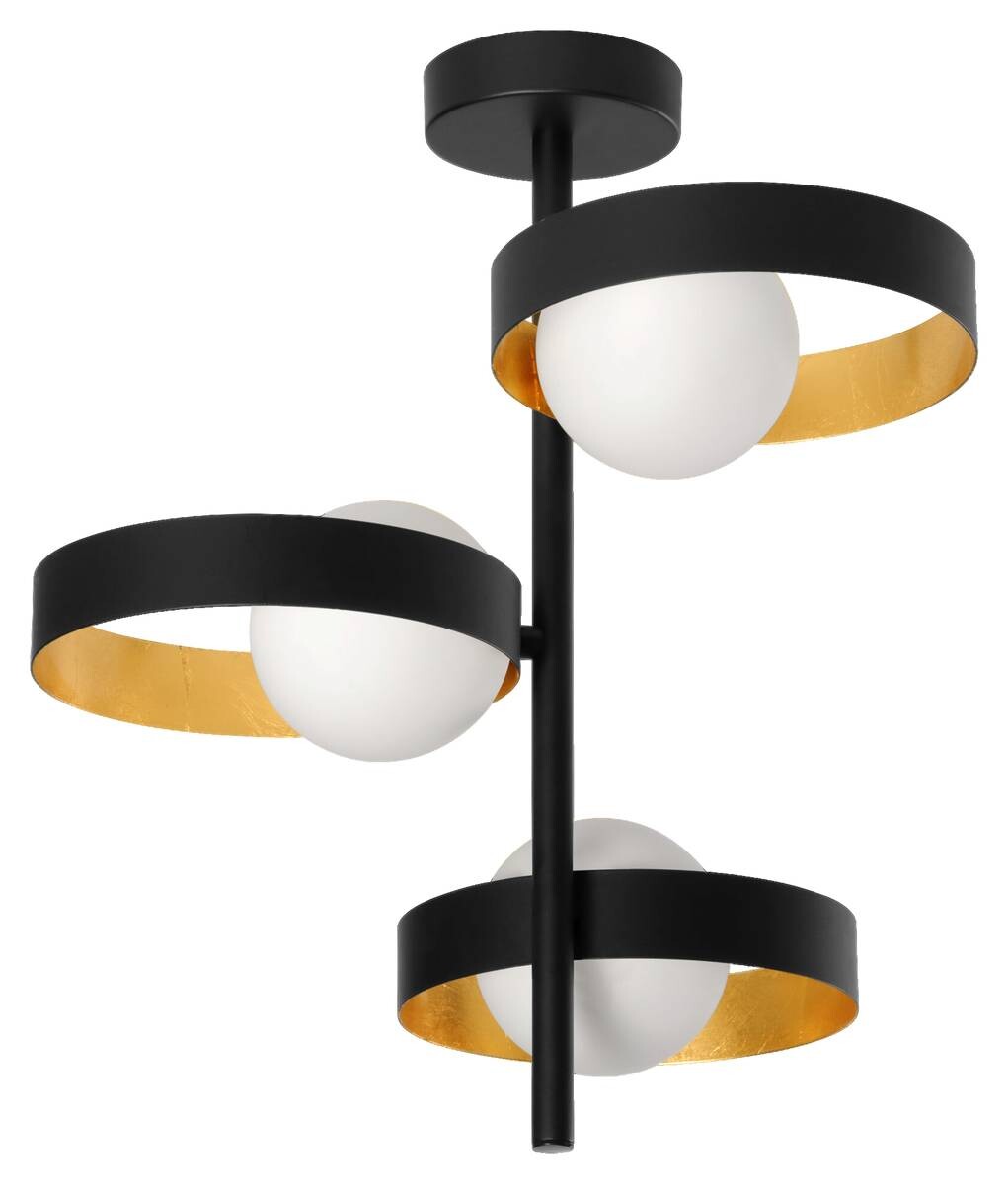 LEDVANCE Deckenleuchte Memphis schwarz gold weiß Metall Glas H/D: ca. 42,5x31,5 cm G9 3 Brennstellen