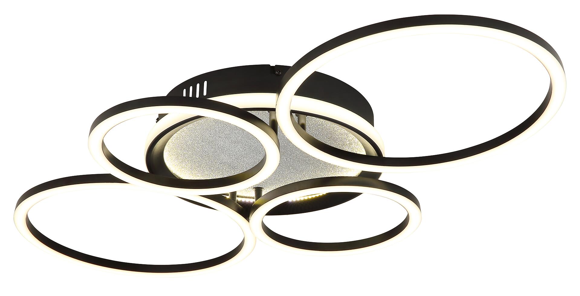 GLOBO Deckenleuchte mattschwarz Metall Kunststoff B/H/L: ca. 51,7x10x72,2 cm 1 Brennstellen