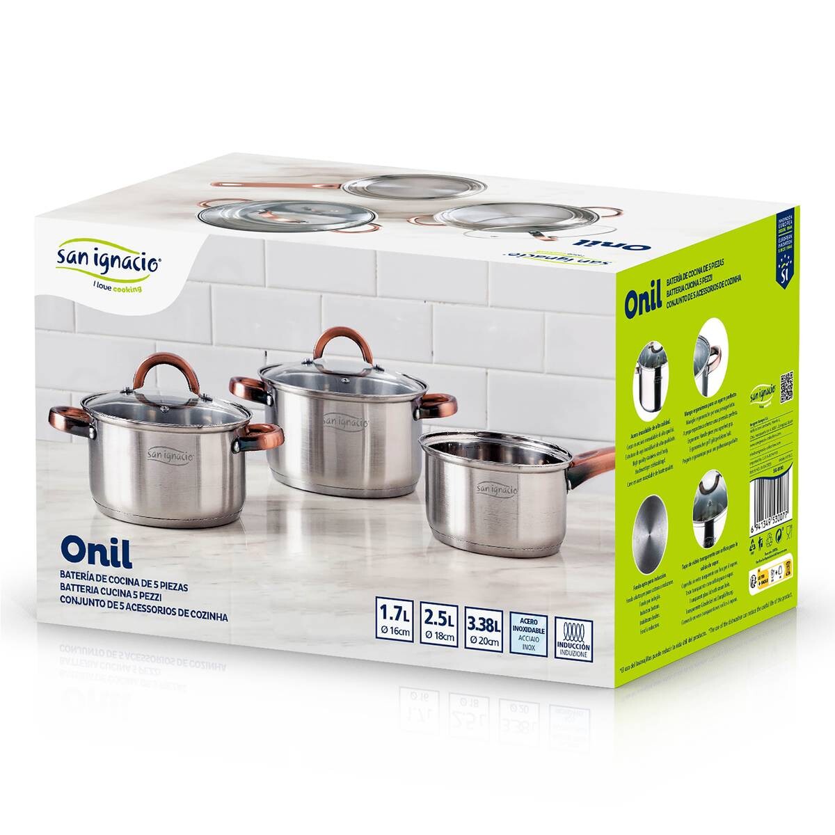 SAN IGNACIO Topfset Onil silber Edelstahl 5 tlg.