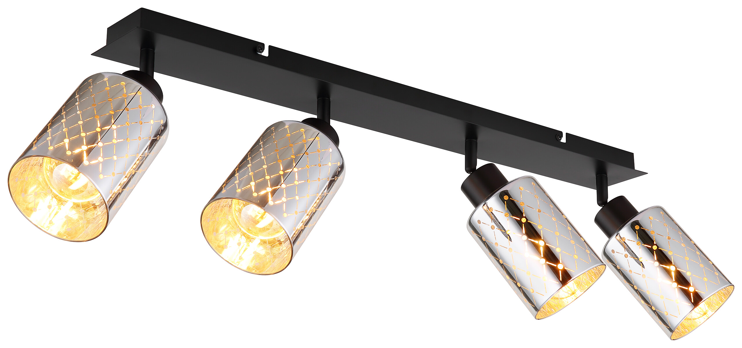 GLOBO Strahler klar mattschwarz Chrom Glas Metall B/H/L: ca. 9x22x86 cm E27 4 Brennstellen