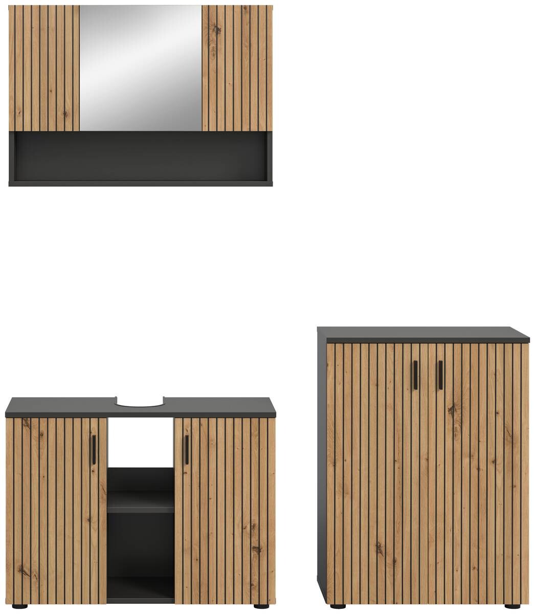 Badezimmer-Set Mone Basalt Nachbildung Artisan Oak Nachbildung B/H/T: ca. 155x180x30 cm
