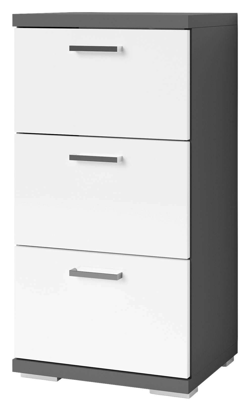 Schrank NEBRASKA anthrazit weiß Lack Hochglanz silber verchromt B/H/T: ca. 35,5x74x31,5 cm