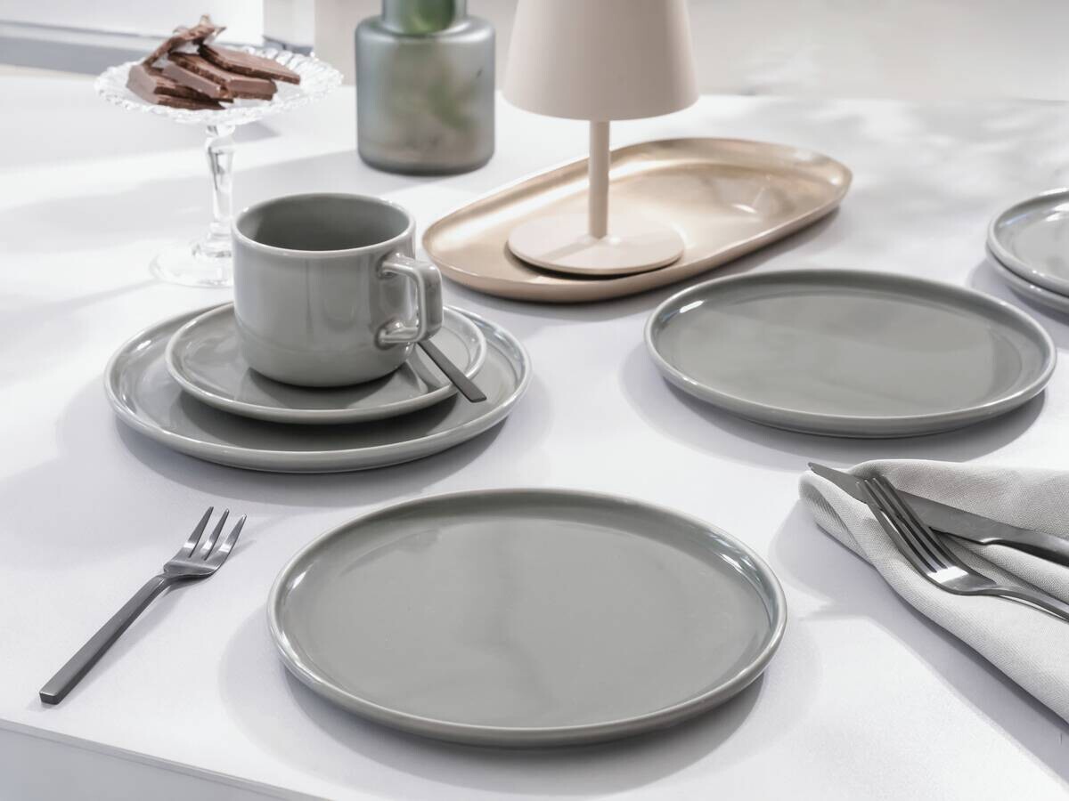 CreaTable Kaffeeservice Chef Collection grau Porzellan 18 tlg.