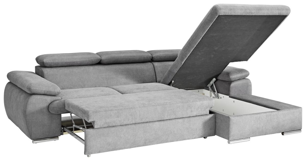 Ecksofa mit Bettfunktion und Bettkasten graubraun
