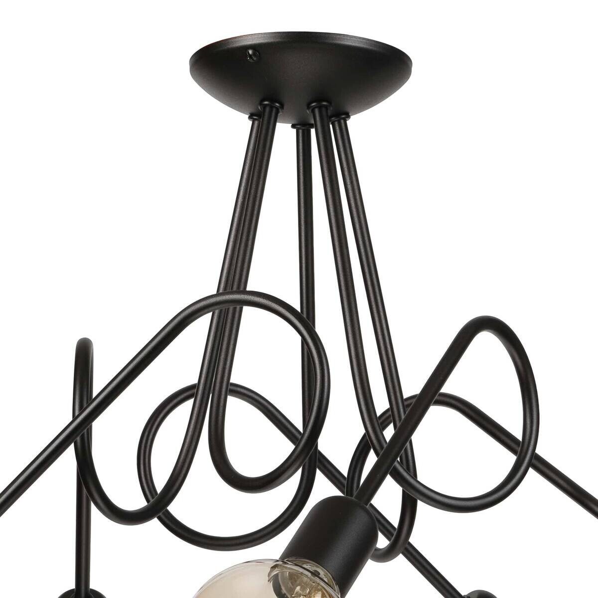 Lamkur Kronleuchter schwarz Stahl B/H/L: ca. 39x54x54 cm E27 5 Brennstellen