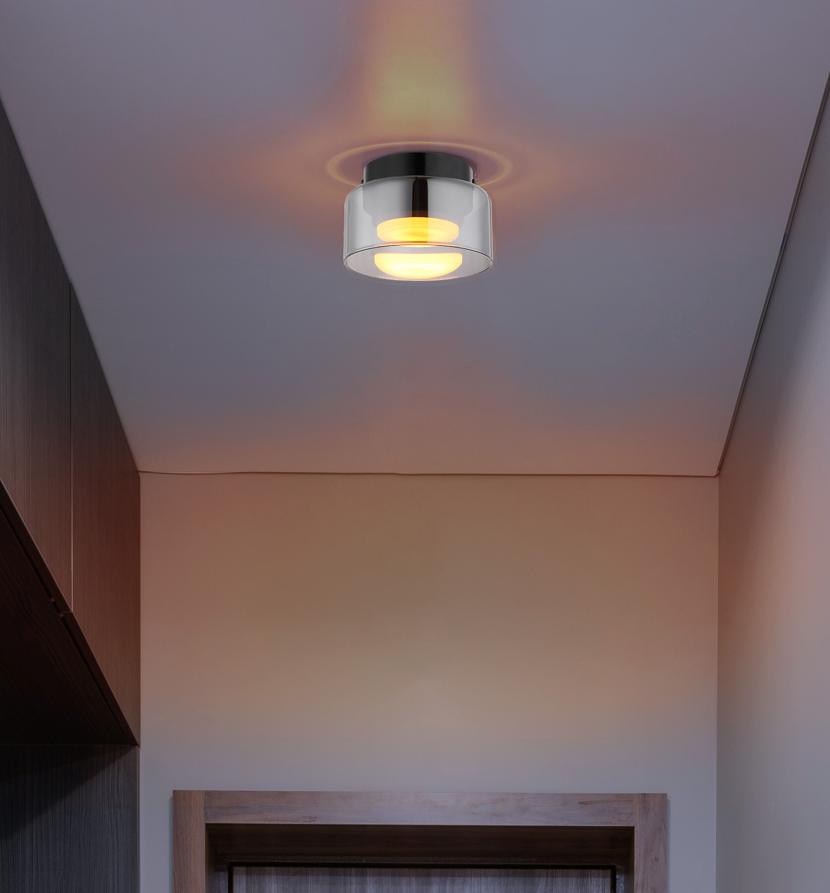 GLOBO LED-Deckenleuchte Rauch schwarz Metall Glas H/D: ca. 8,5x13 cm 1 Brennstellen