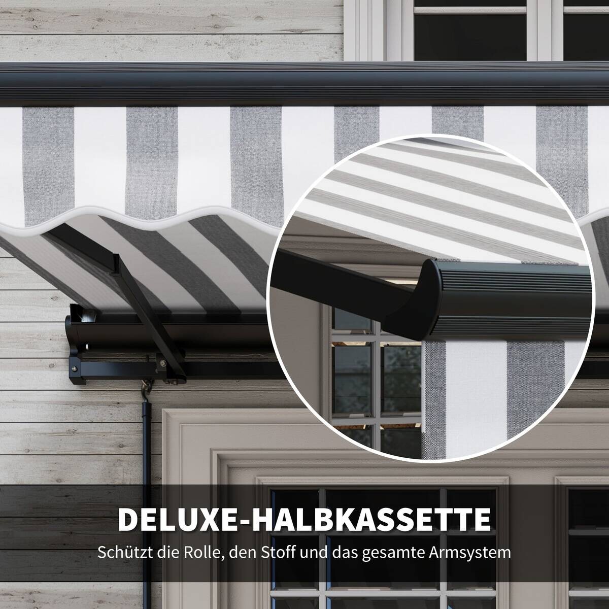 Outsunny Gelenkarmmarkise weiß B/H/L: ca. 250x150x350 cm