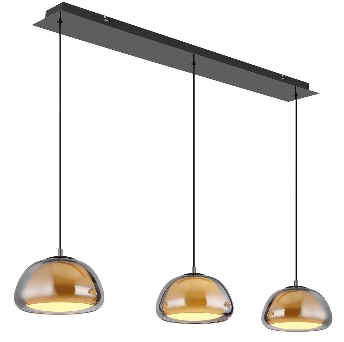 GLOBO Hängeleuchte schwarz Chrom Metall Glas B/H/L: ca. 34x20,5x101 cm